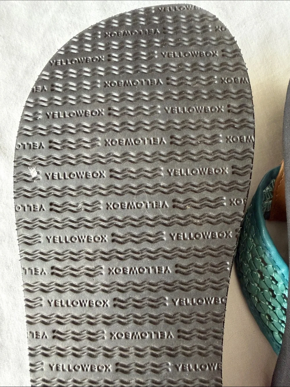 Yellow Box Teal Woven Thong Sandals with Tan Accent - Picture 10 of 13